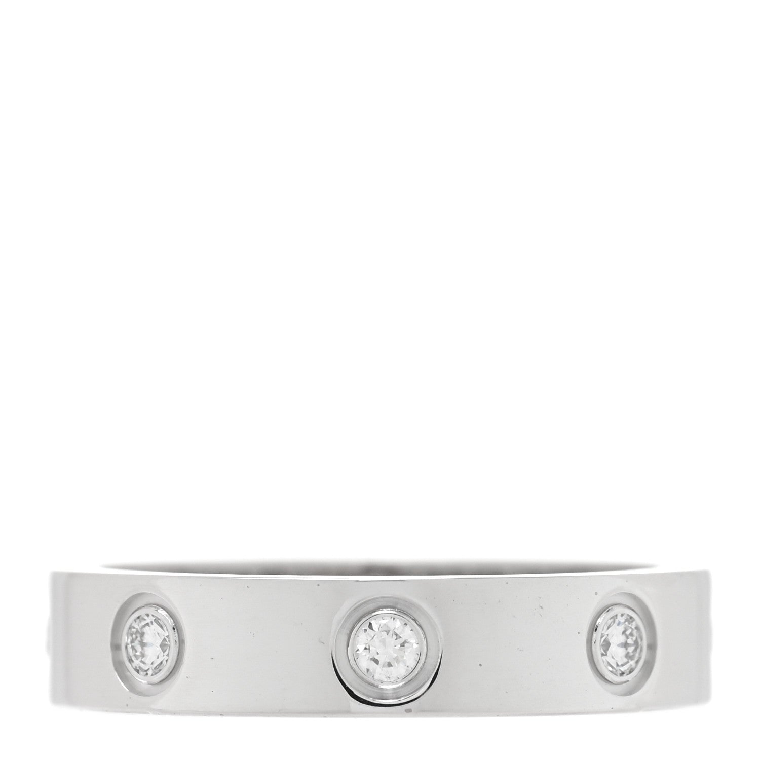 Cartier 18K White Gold 8 Diamond 4mm Wedding Band LOVE Ring 51 5.75 1 of 5