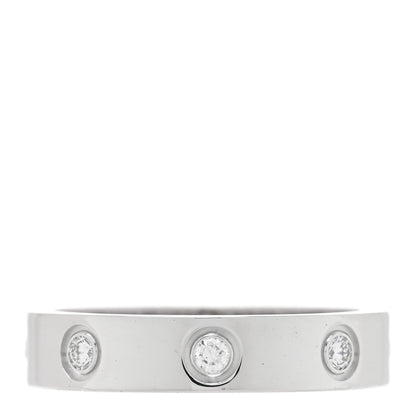 Cartier 18K White Gold 8 Diamond 4mm Wedding Band LOVE Ring 51 5.75 1 of 5