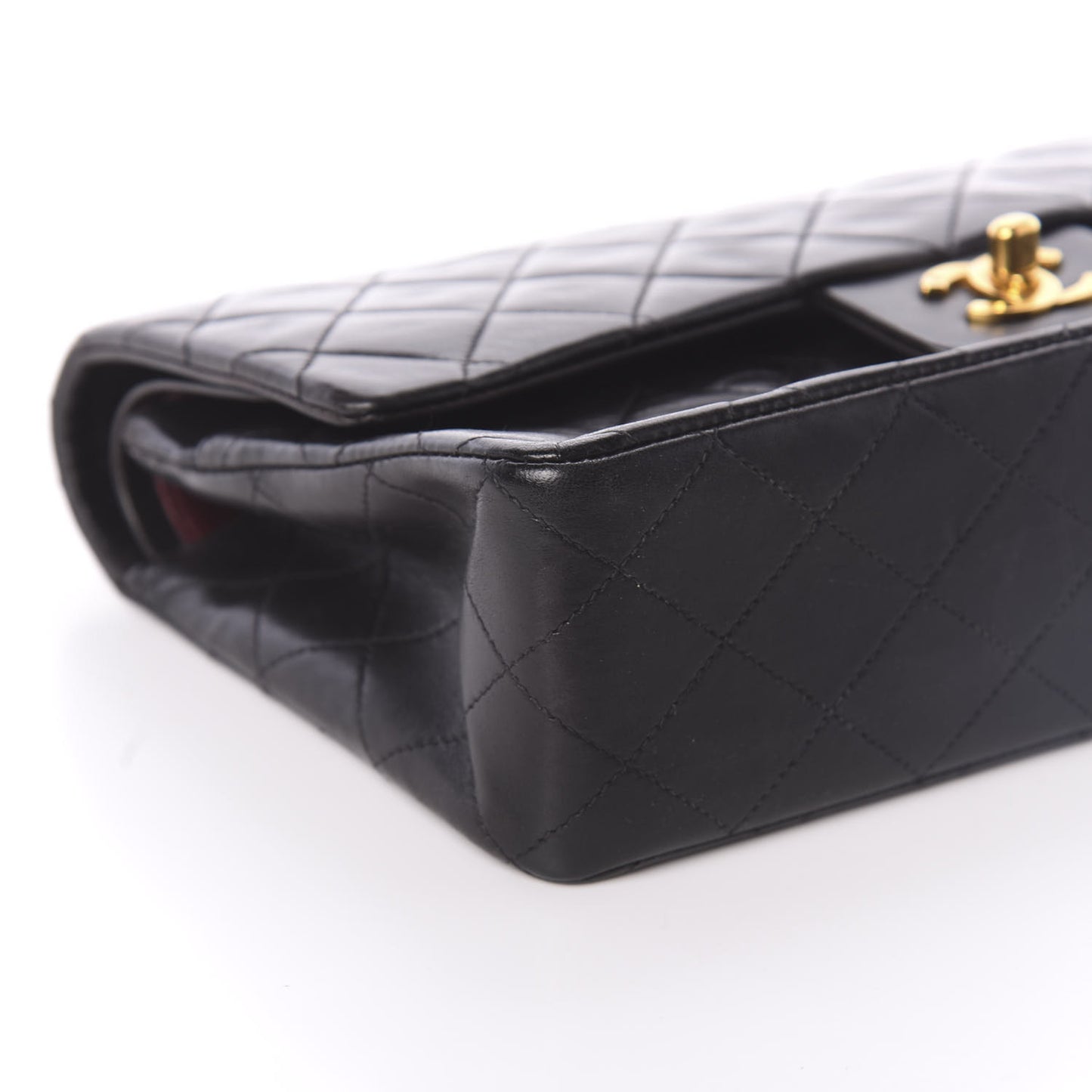 Lambskin Quilted Medium Double Flap Black