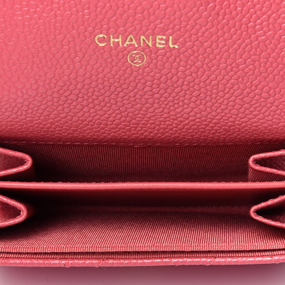 Chanel Caviar Quilted Flap Card Holder Wallet Pink 5 of 12