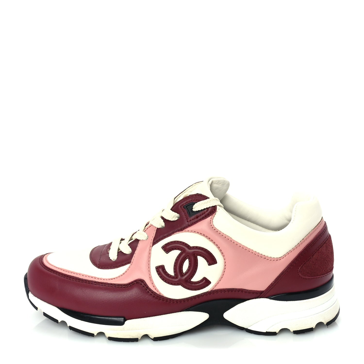 Chanel Calfskin CC Sneakers 39.5  Light Burgundy White Pink 1 of 8