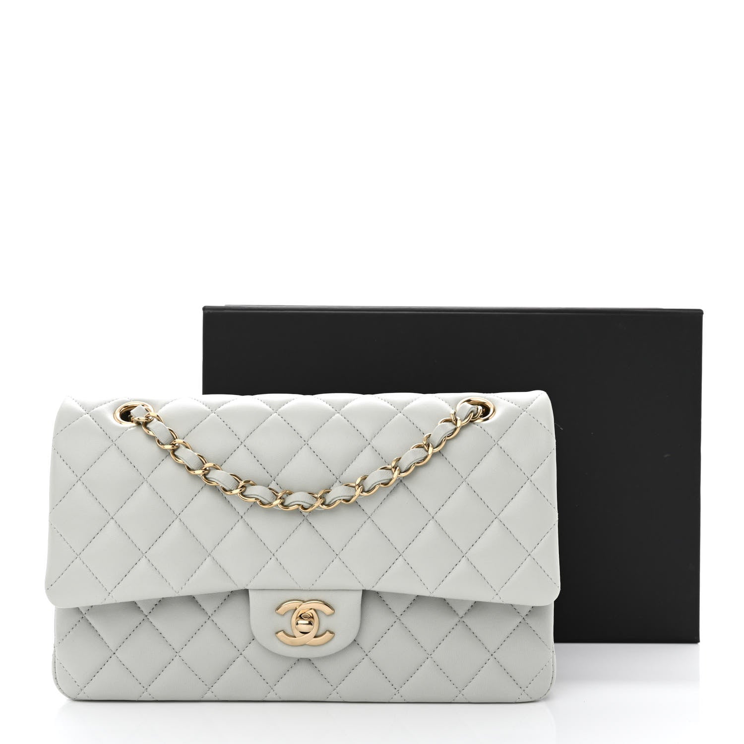 Chanel Lambskin Quilted Medium Double Flap Light Blue 11 of 11