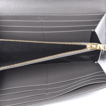 Saint Laurent Grain De Poudre Matelasse Chevron Monogram Flap Wallet Fog 5 of 9