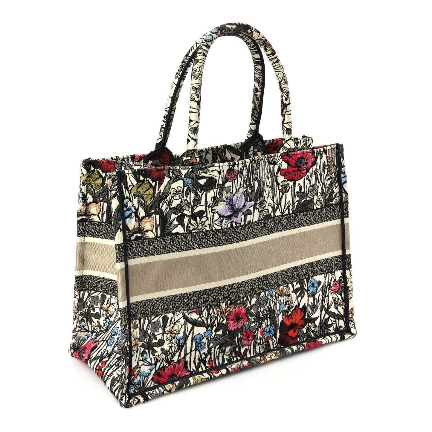 Canvas Embroidered Medium Mille Fleurs Book Tote Multicolor