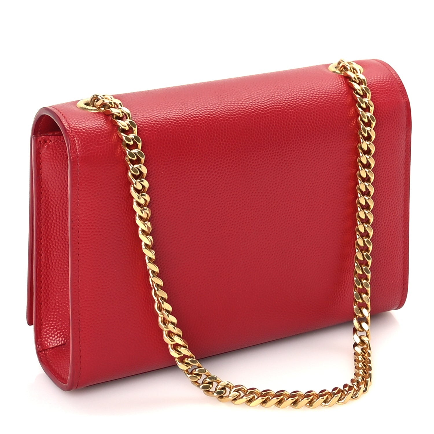 Saint Laurent Grain De Poudre Small Monogram Kate Satchel  Red 2 of 8