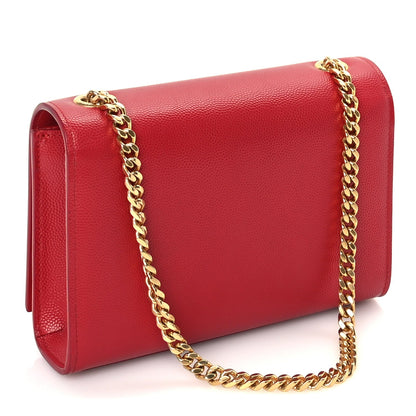 Saint Laurent Grain De Poudre Small Monogram Kate Satchel  Red 2 of 8