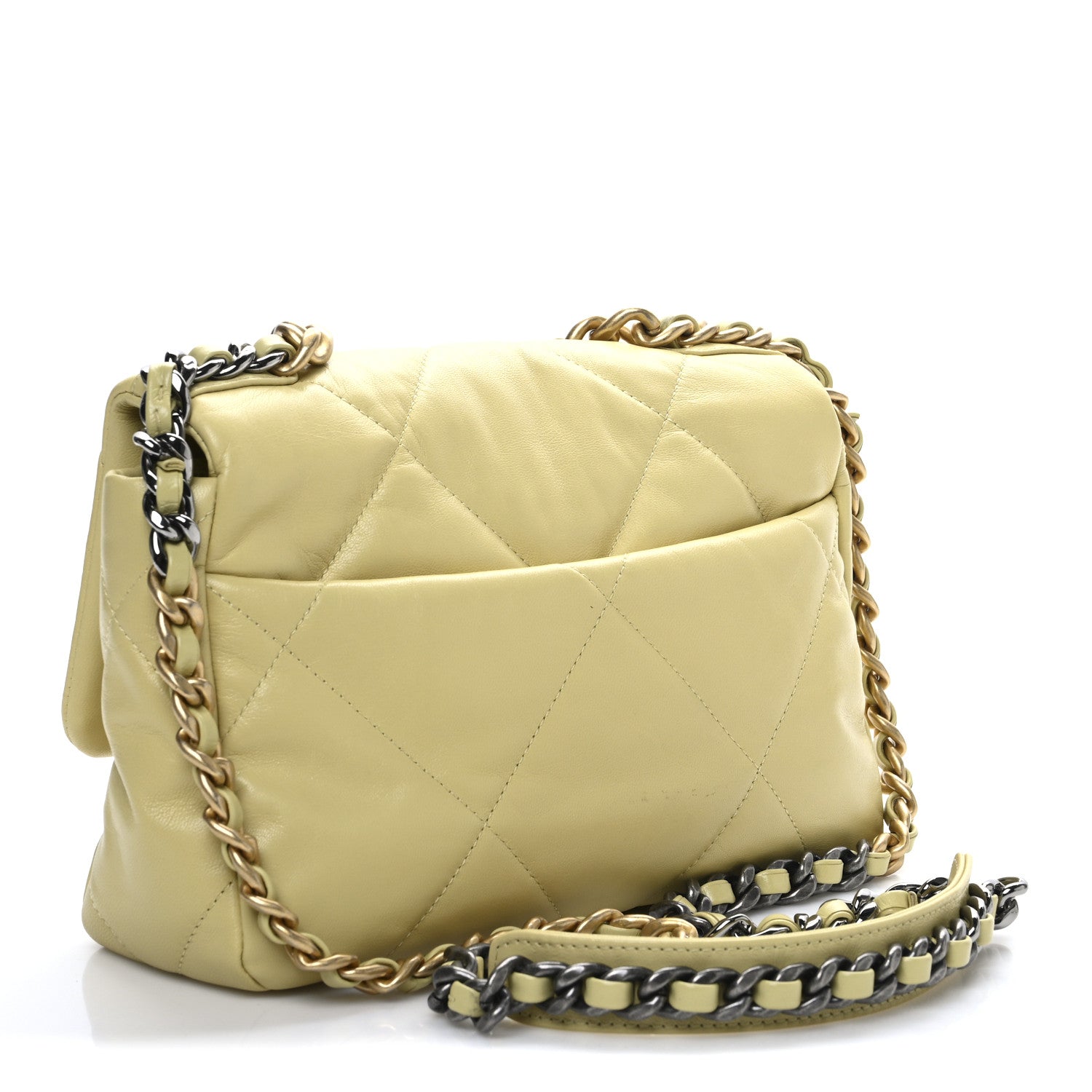 Chanel Lambskin Quilted Medium Chanel 19 Flap Yellow 3 of 13