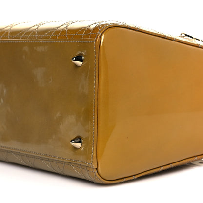 Christian Dior Metallic Patent Cannage Medium Lady Dior Yellow 8 of 8