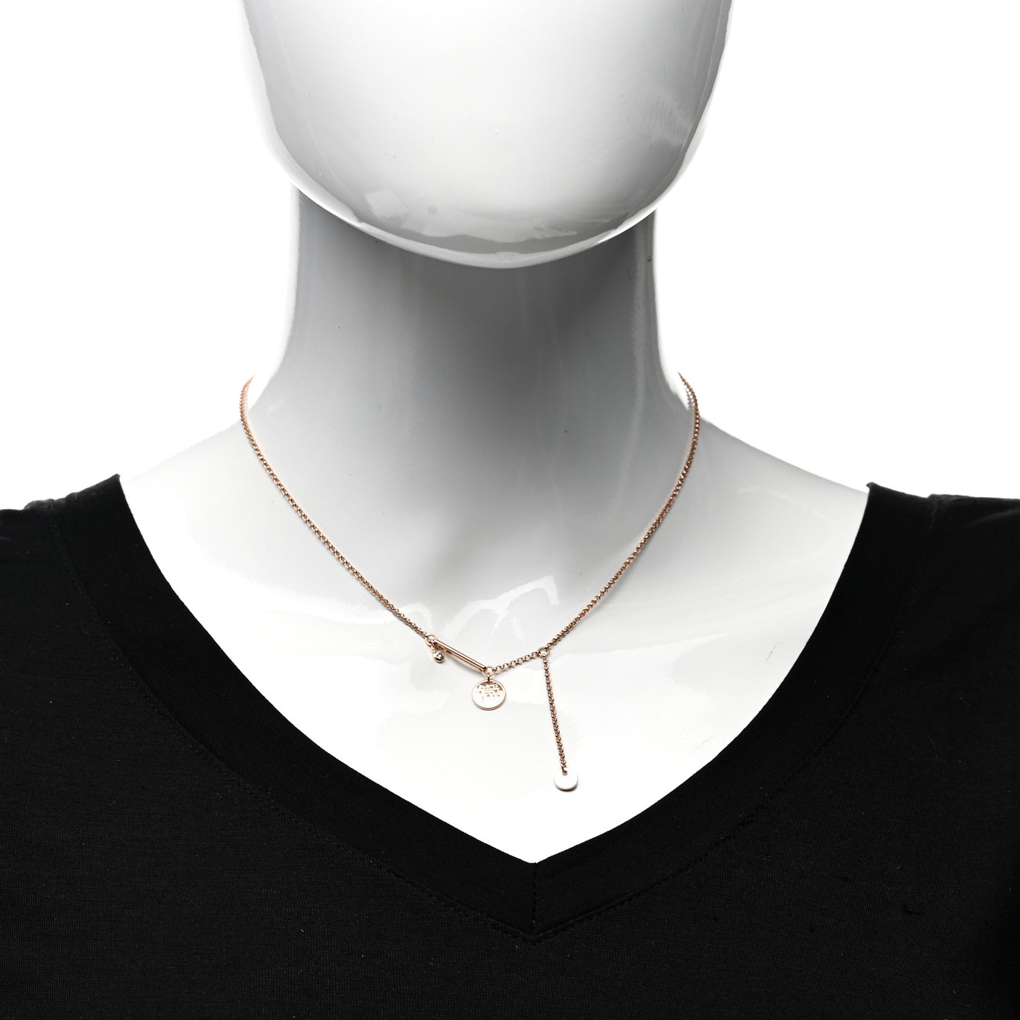 18K Rose Gold Diamond PM Ex-Libris Pendant Necklace