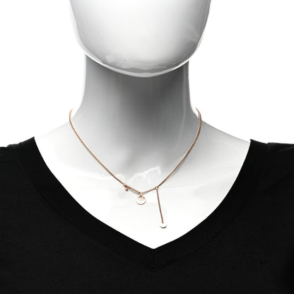 Hermes 18K Rose Gold Diamond PM Ex-Libris Pendant Necklace 2 of 5