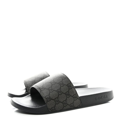 Gucci GG Supreme Monogram Mens Slide Sandals 12 Grey Black 3 of 9