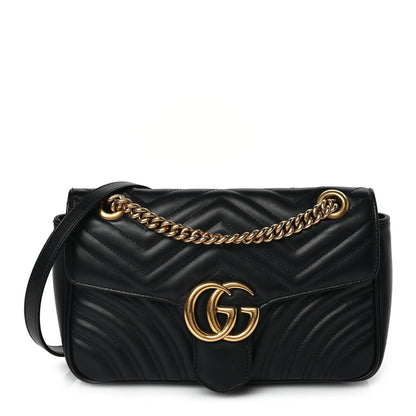 Gucci Calfskin Matelasse Small GG Marmont Shoulder Bag Black 1 of 8