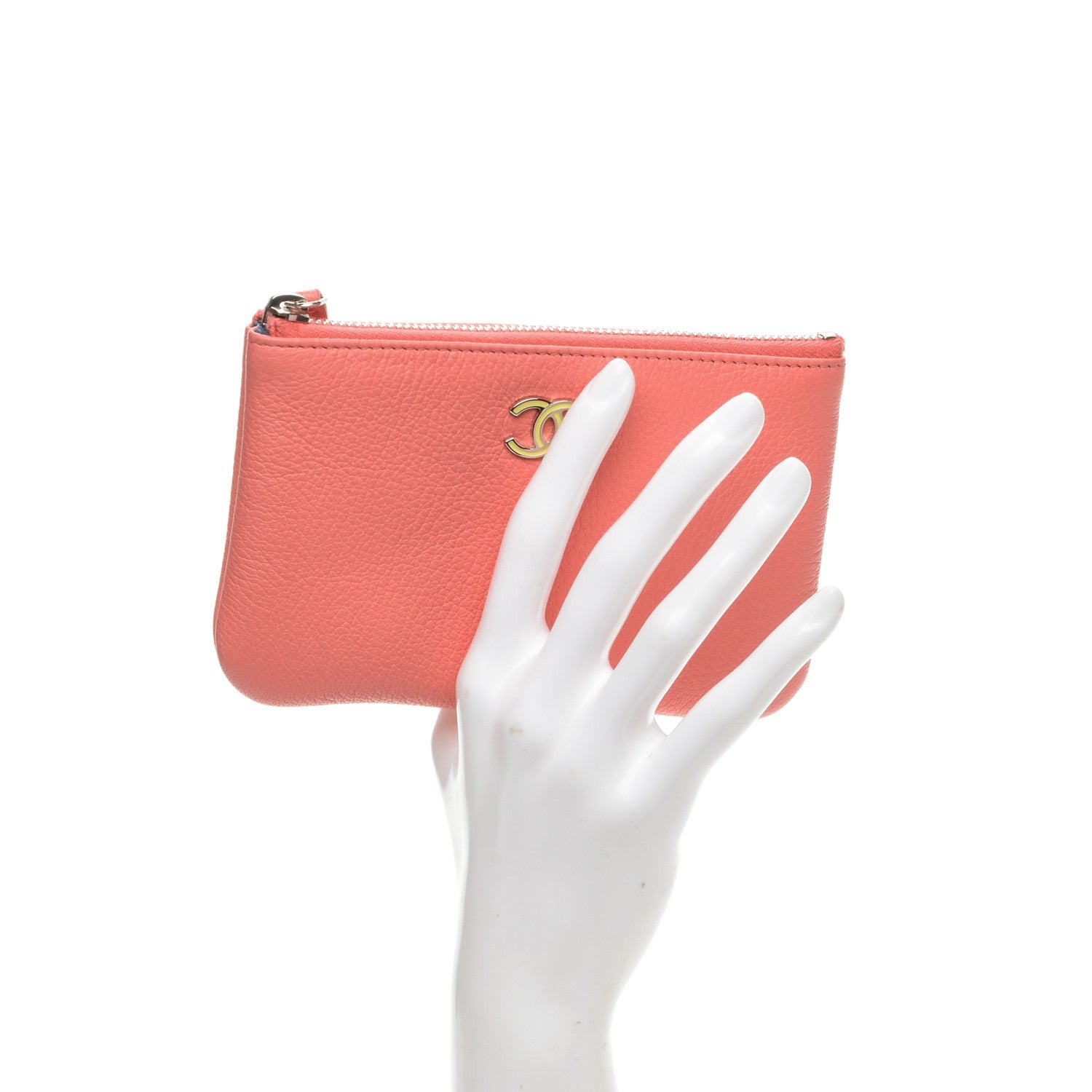 Chanel Goatskin Small CC Clover Cosmetic Case Corail 2 of 7