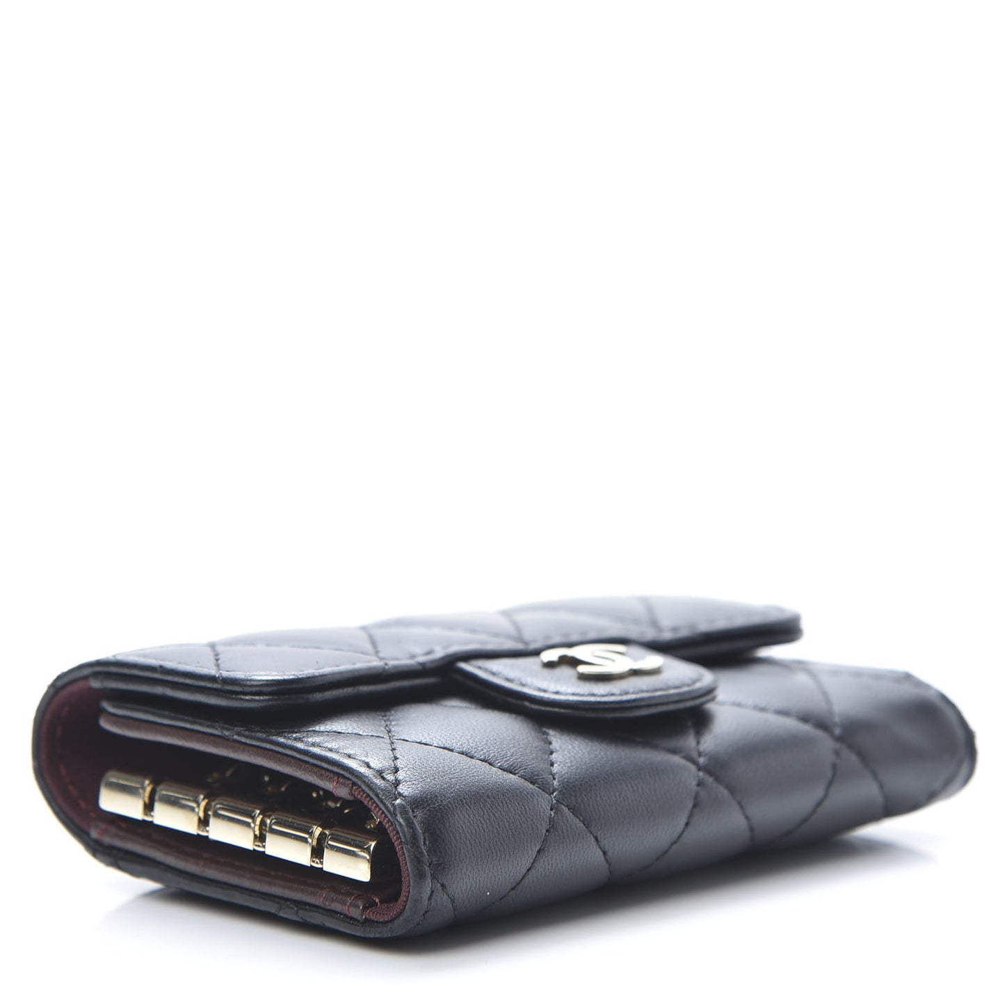 Lambskin Quilted 4 Key Holder Black