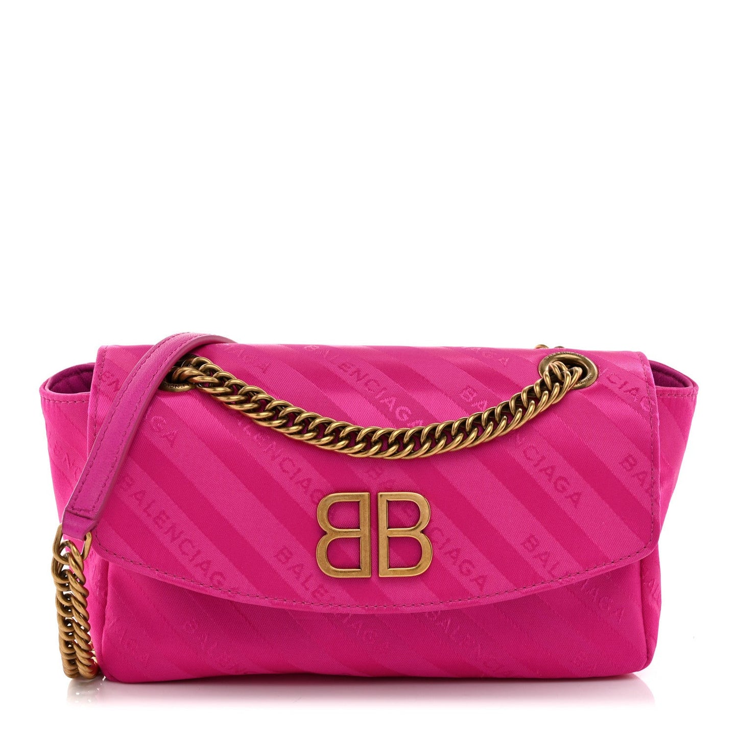 Nylon Jacquard Diagonal Logo S BB Round Shoulder Bag Rose Magenta