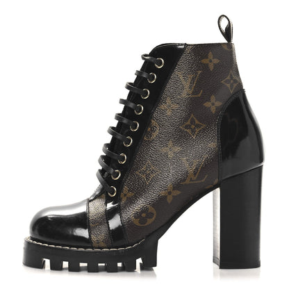 Louis Vuitton Patent Calfskin Monogram Star Trail Ankle Boots 37 Black 1 of 7