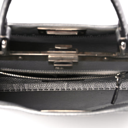 Fendi Cuoio Romano Lux Selleria Medium Peekaboo Iconic Satchel Argento 4 of 8