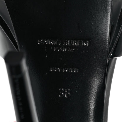 Saint Laurent Patent Tribute Elastic Ankle Strap Platform Sandals 38 Black Red 6 of 9