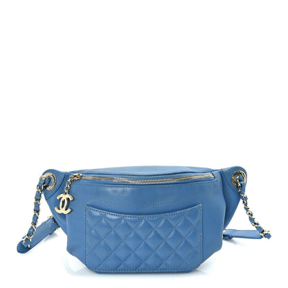 Chanel Lambskin Quilted Bi Waist Bag Pack  Blue 1 of 9