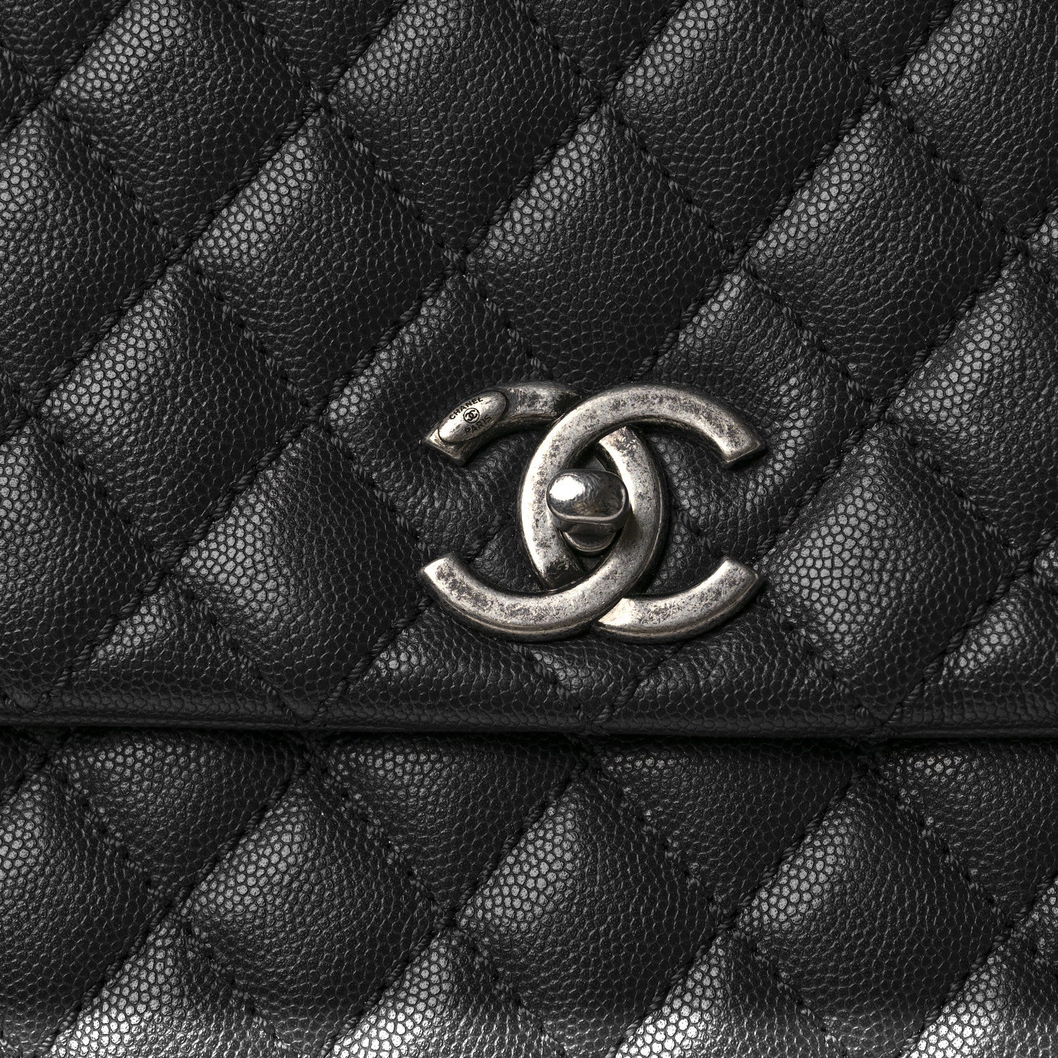 Chanel Caviar Quilted Large Coco Handle Flap Black 10 of 10
