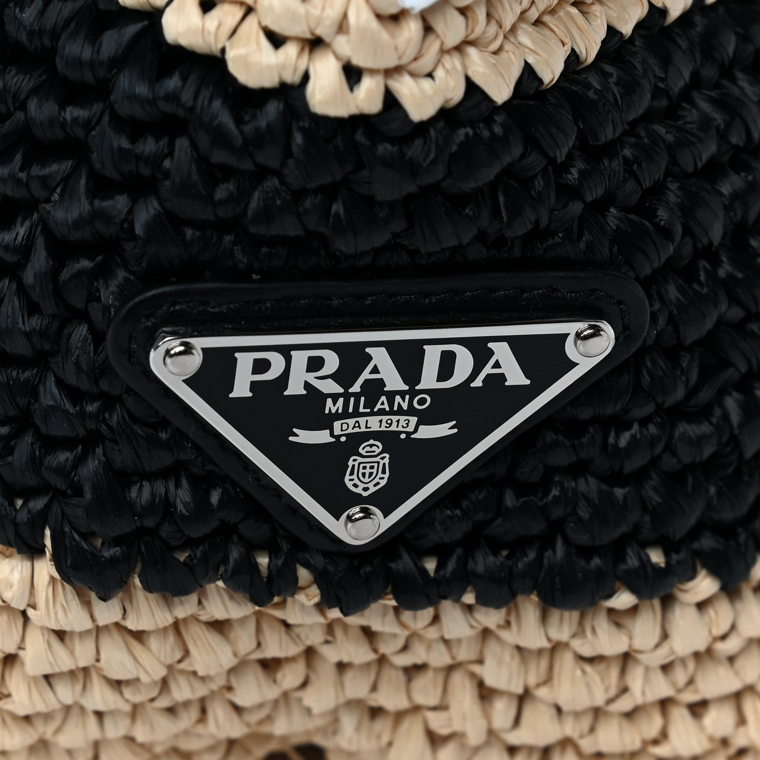 Prada Raffia Logo Tote Naurale Black 7 of 12