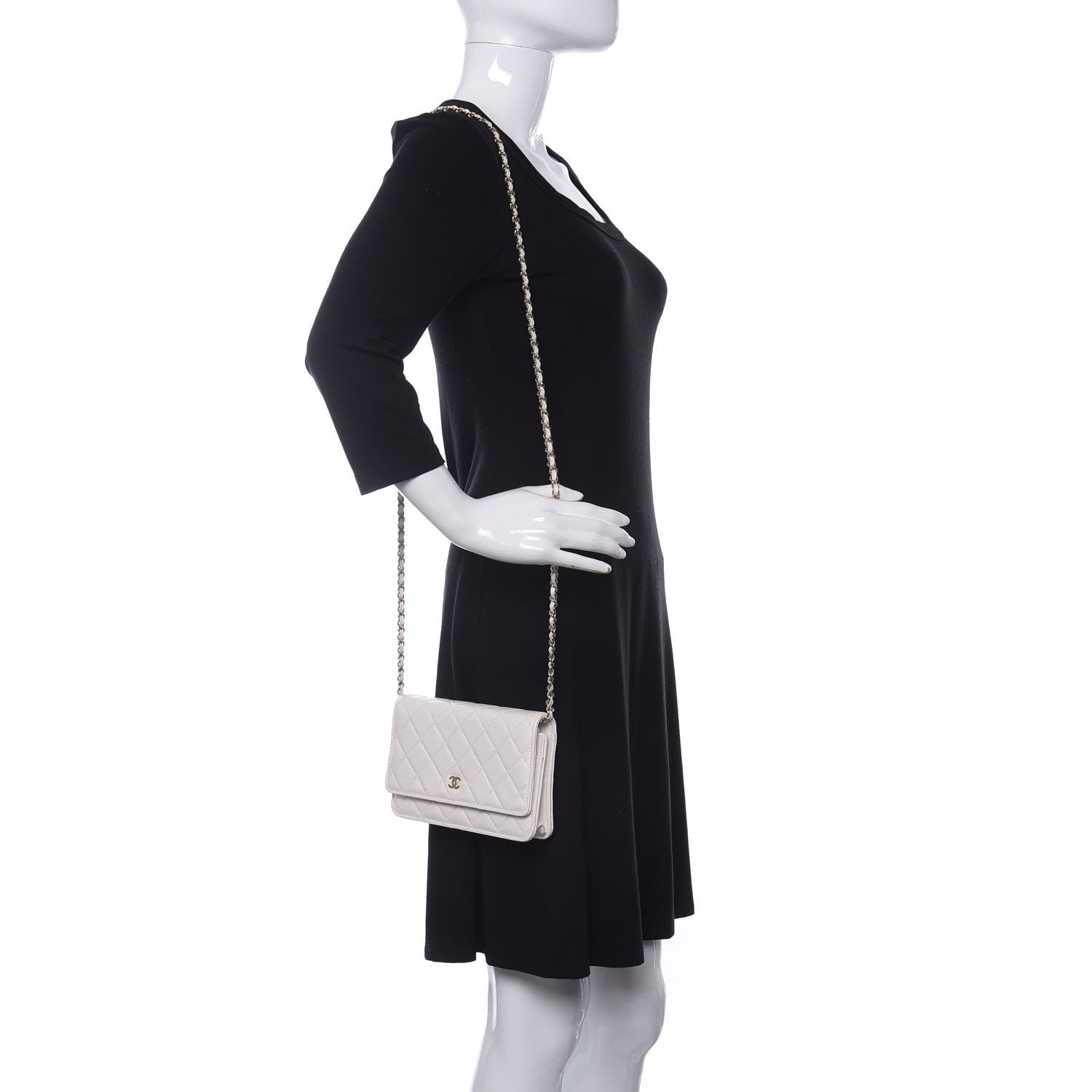 Chanel Caviar Quilted Wallet On Chain WOC White 2 of 12