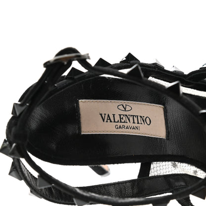 Valentino Garavani Mesh Point d'Esprit Suede Rockstud Ankle Strap 100mm Pumps 35 Black 7 of 8