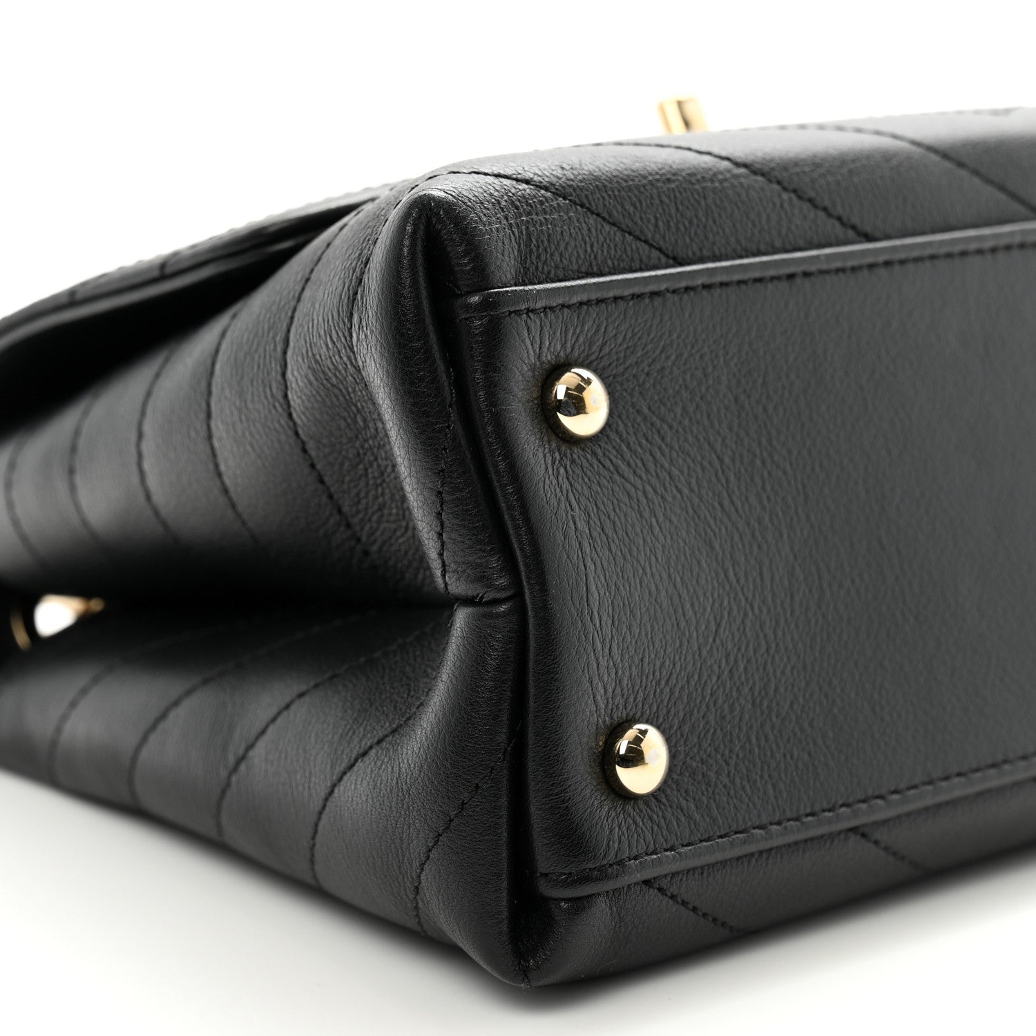 Chanel Grained Calfskin Small Chevron Chic Top Handle Flap Black 9 of 11