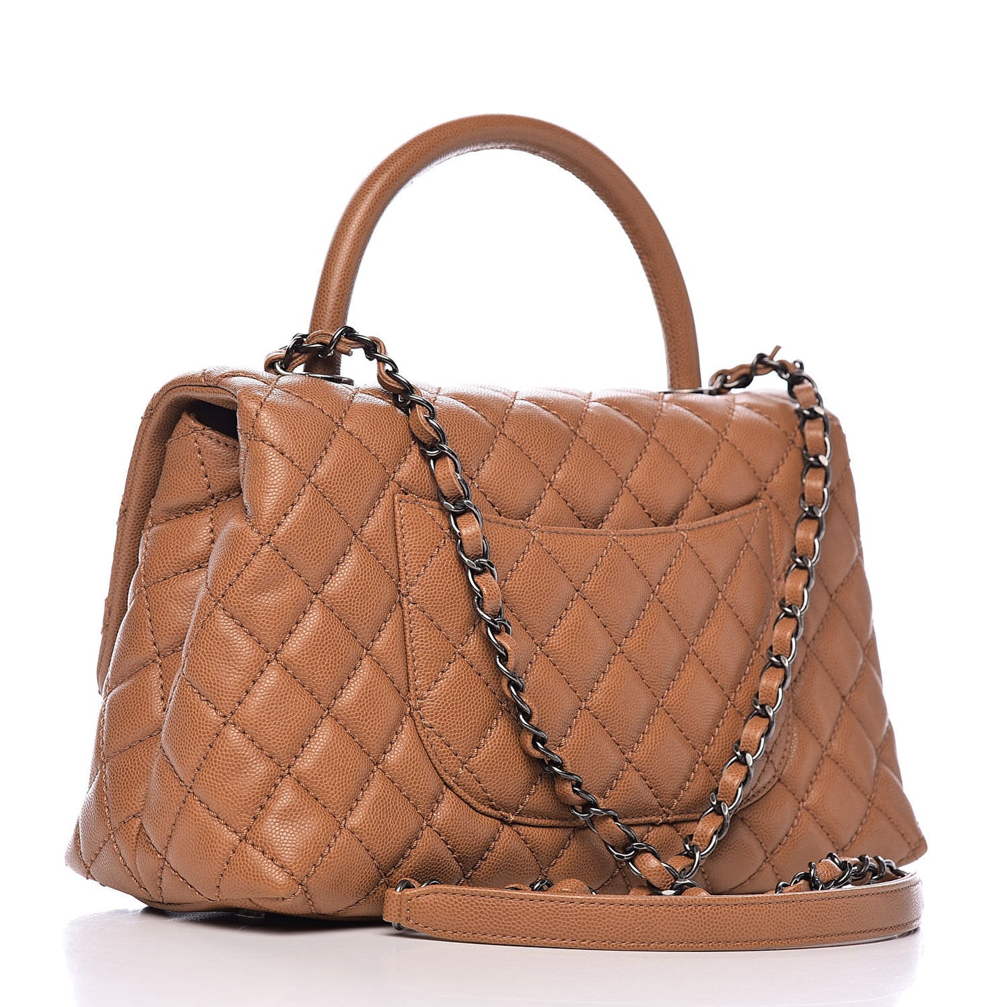 Caviar Quilted Small Coco Handle Flap Camel