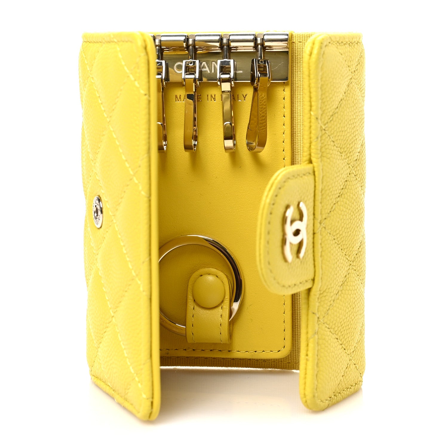 Chanel Caviar Quilted Classic 4 Key Holder Wallet Yellow 5 of 8