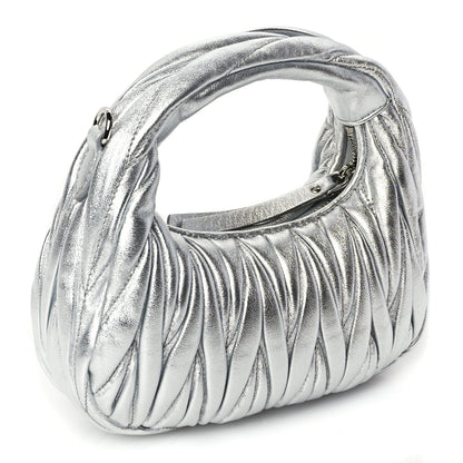 Miu Miu Nappa Matelasse Mini Wander Hobo Cromo 2 of 8