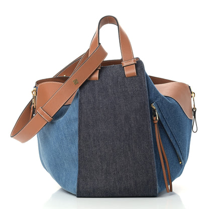 Loewe Calfskin Denim Medium Hammock Shoulder Bag Multitone Tan 3 of 11