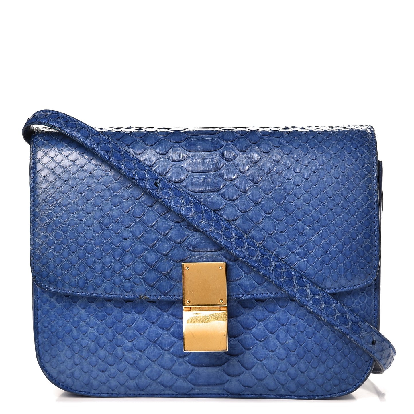 Python Medium Classic Box Flap Bag Indigo