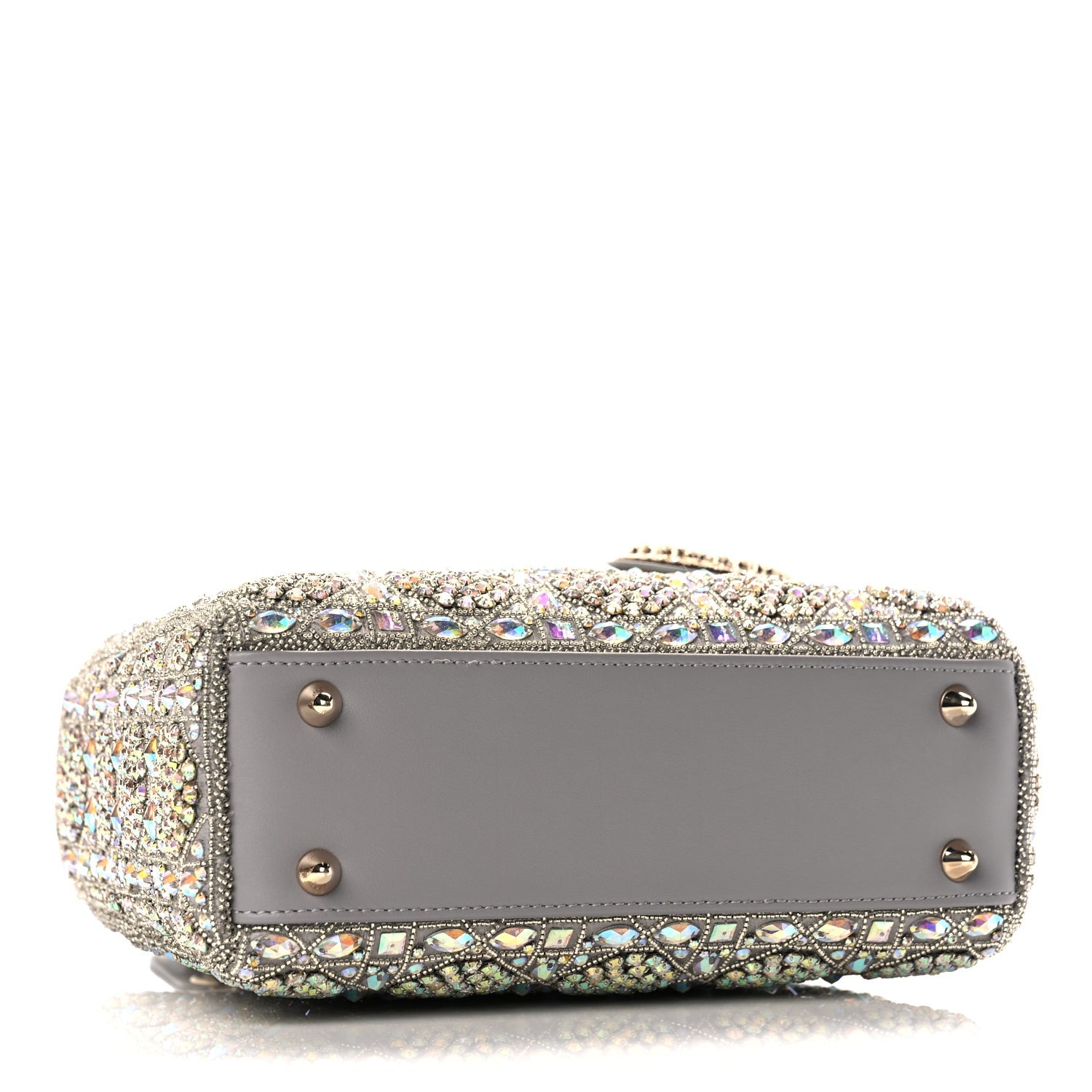Christian Dior Calfskin Satin Celestial Bead Embroidery Cannage Mini Lady Dior Grey 3 of 8