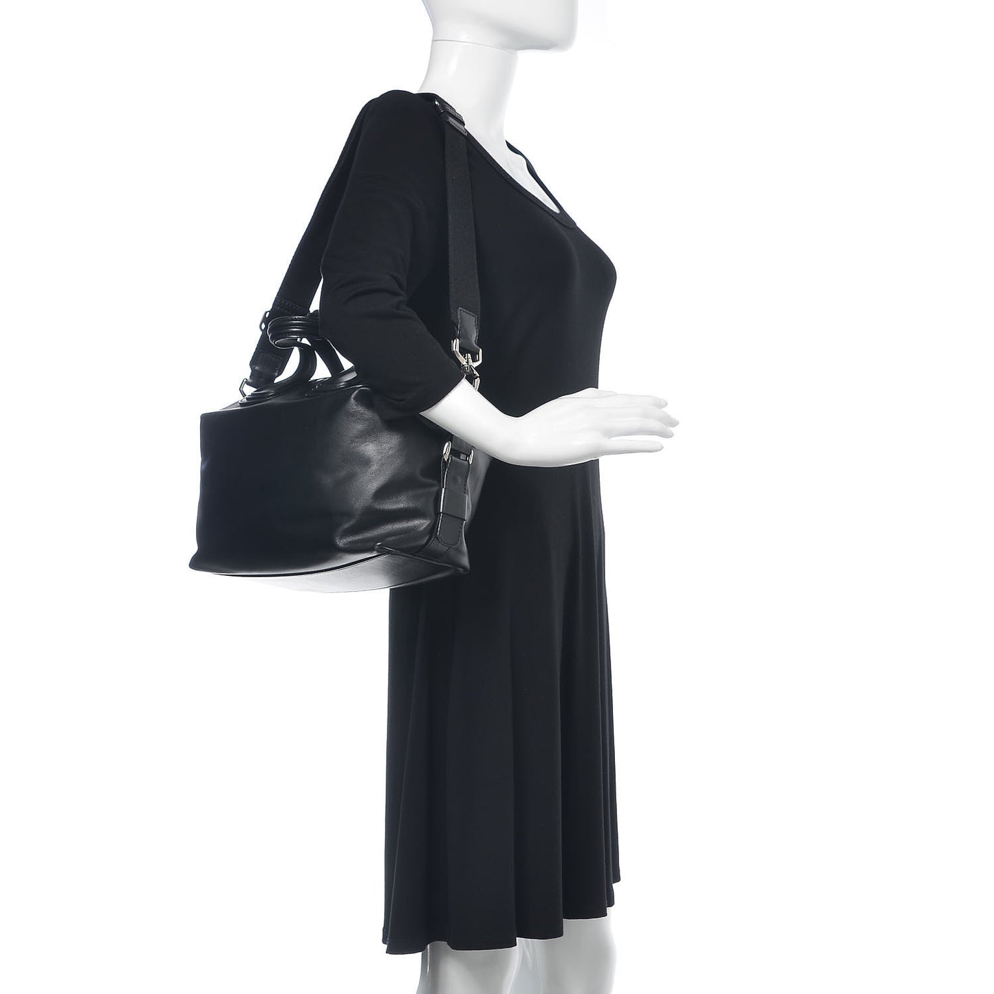 Waxed Calfskin Small Nightingale Logo Strap Black