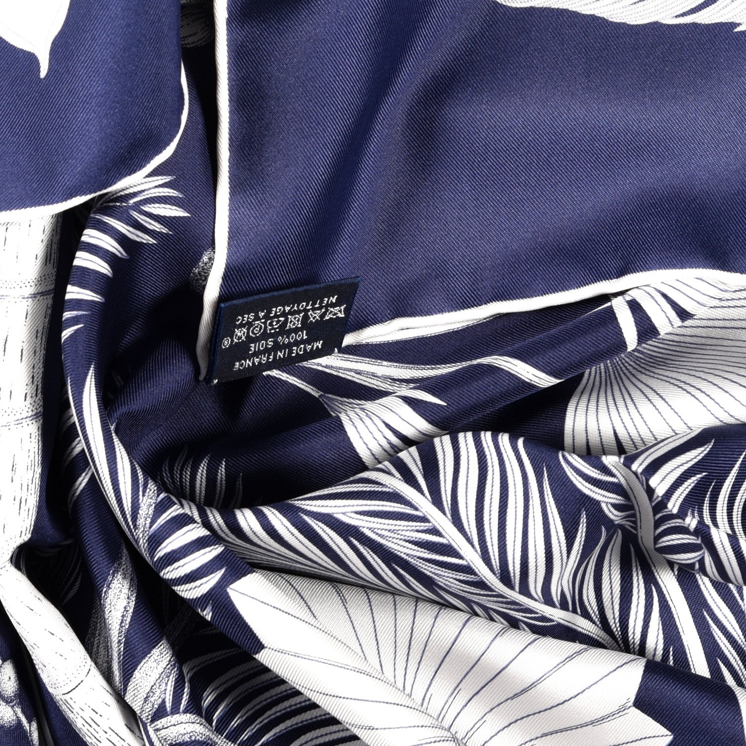 Hermes Silk Index Palmarum Scarf 90 Marine White 4 of 4