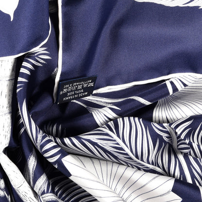Hermes Silk Index Palmarum Scarf 90 Marine White 4 of 4