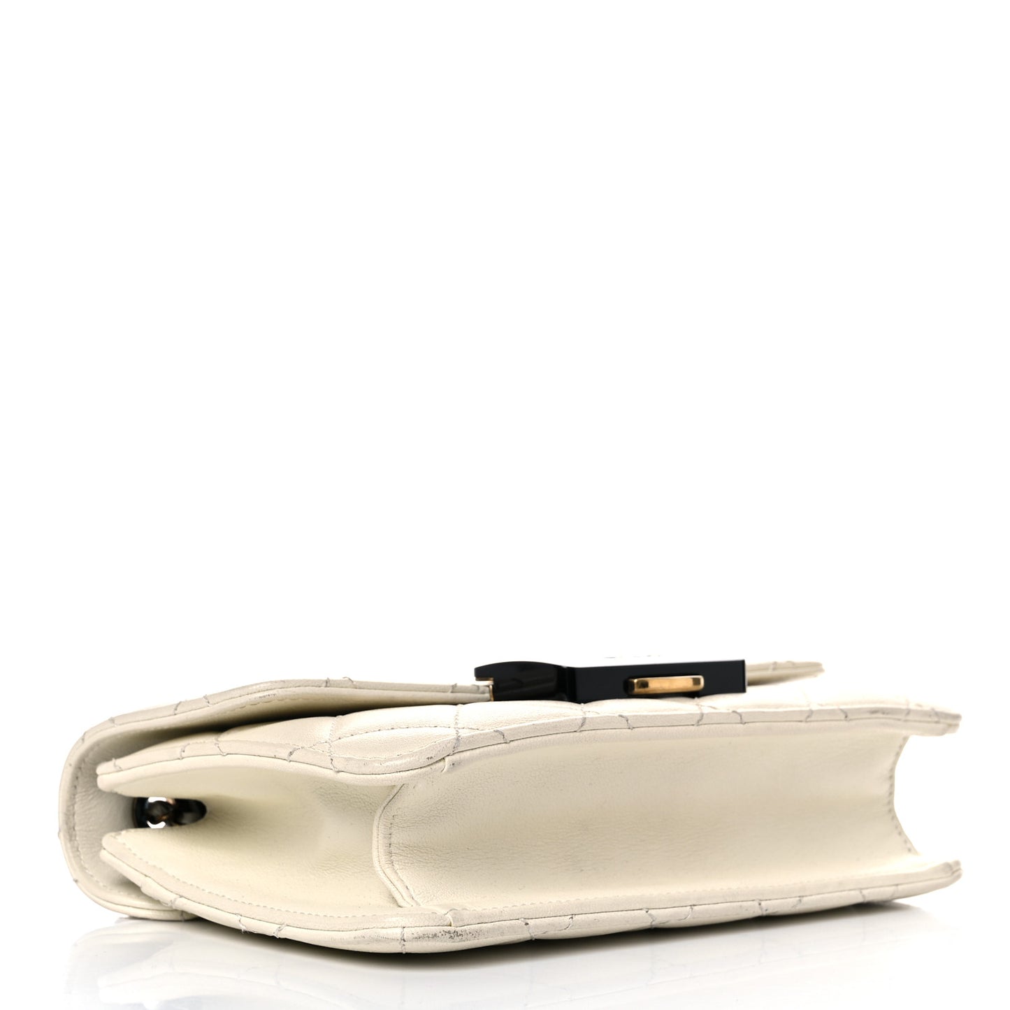 Sheepskin Quilted Mini Beauty Lock Flap White