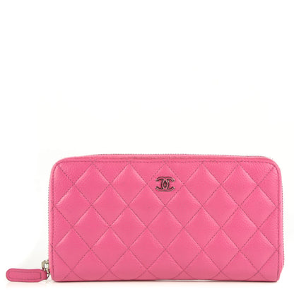 Chanel Caviar Quilted Large Gusset Zip Around Wallet Pink 1 of 8