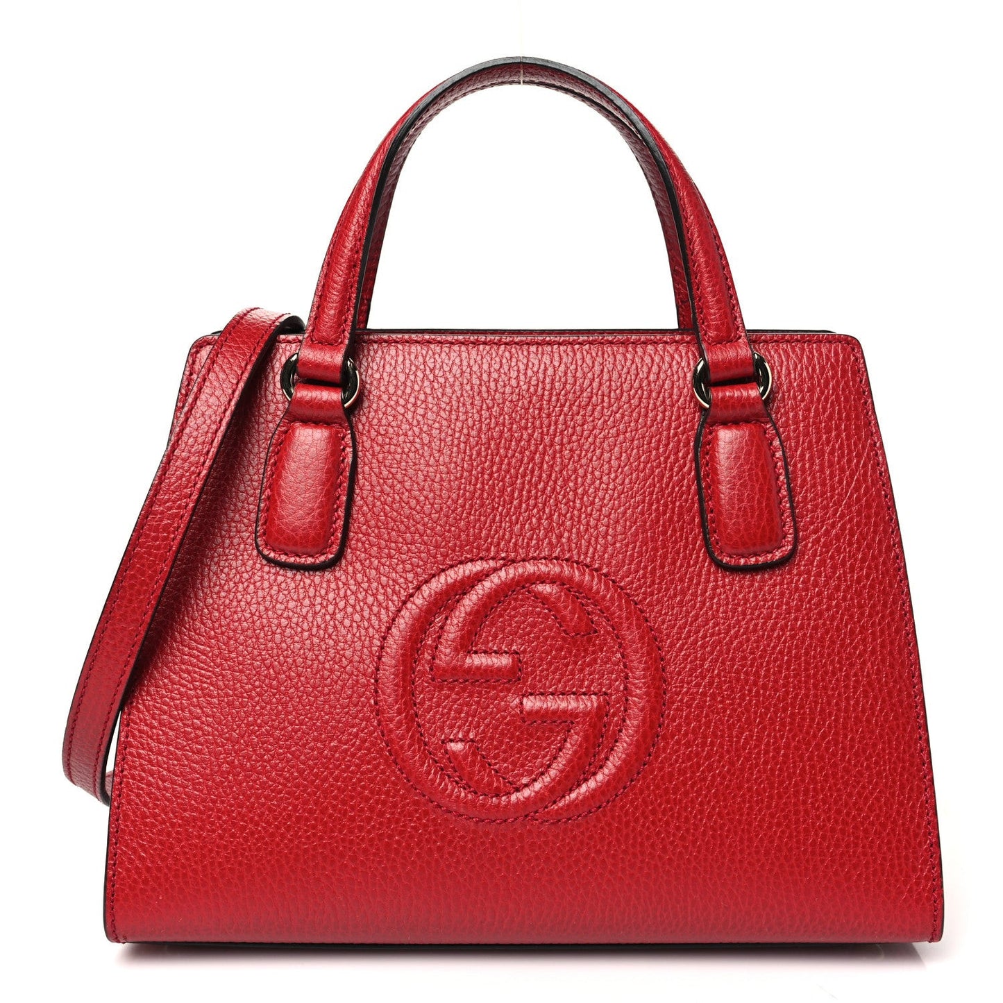 Dollar Calfskin Medium Soho Top Handle Satchel Hibiscus Red