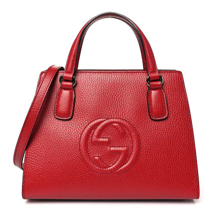 Gucci Dollar Calfskin Medium Soho Top Handle Satchel Hibiscus Red 1 of 7