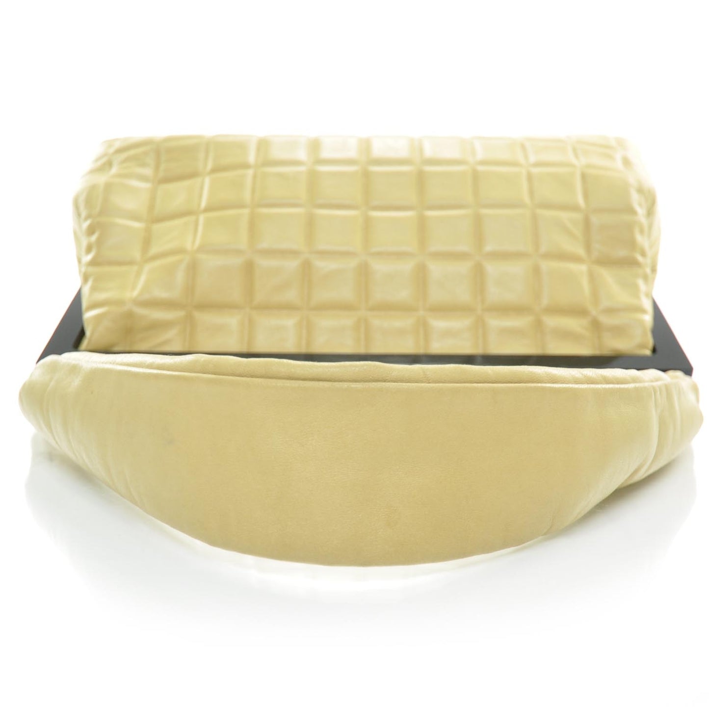 Lambskin Chocolate Bar Quilted Frame Bag Beige