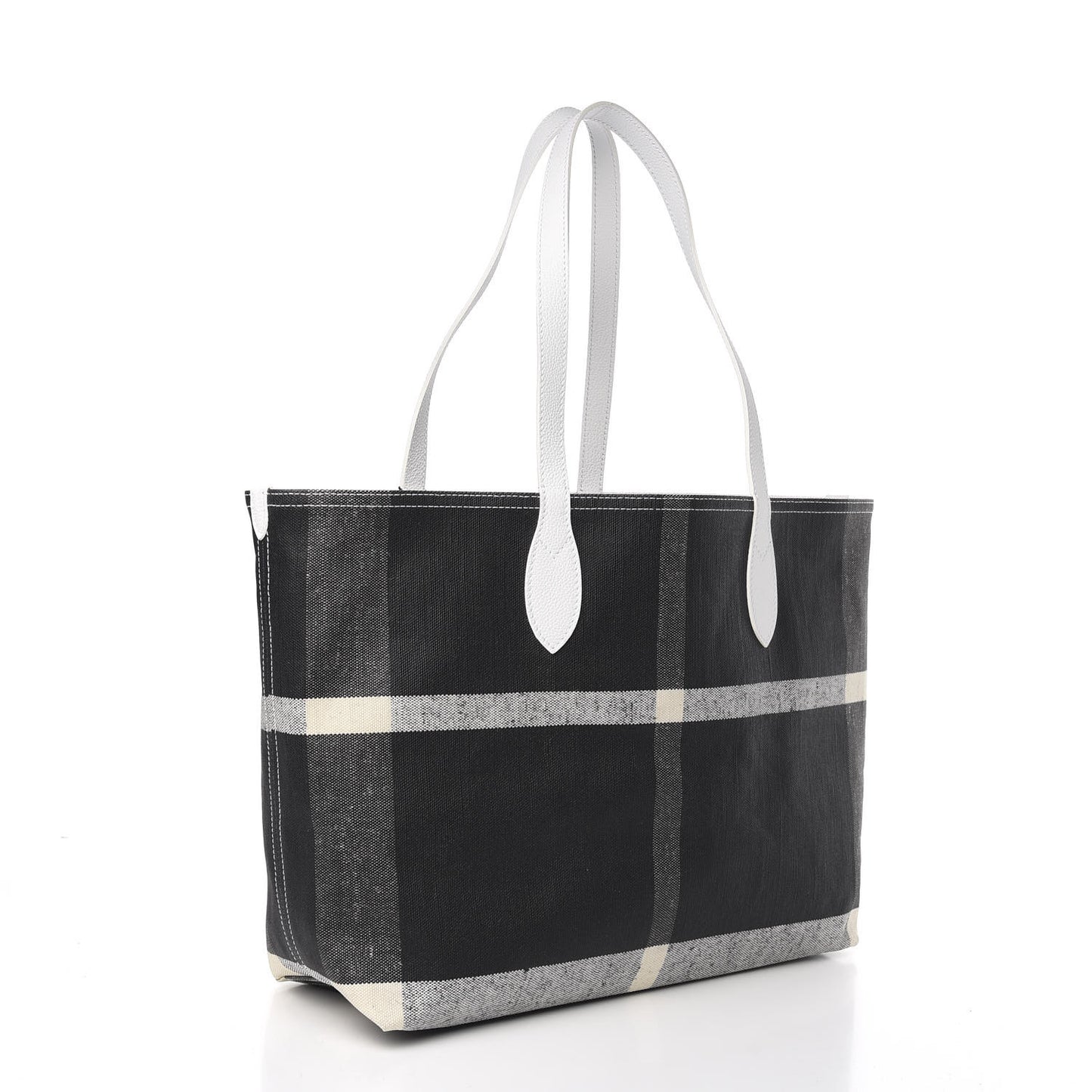 Coated Canvas Mega Check Medium Doodle Tote Black White