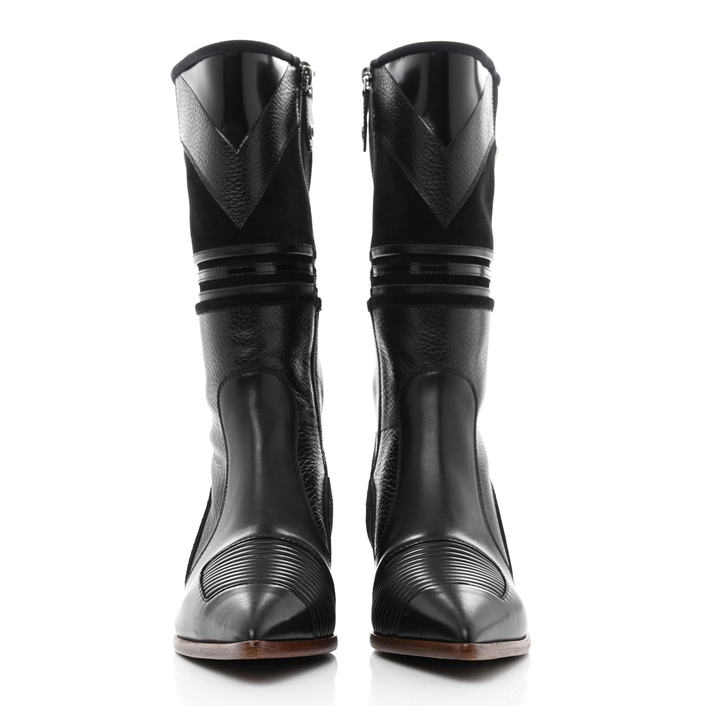 Goatskin Suede Flag Cowboy Boots 37 Black
