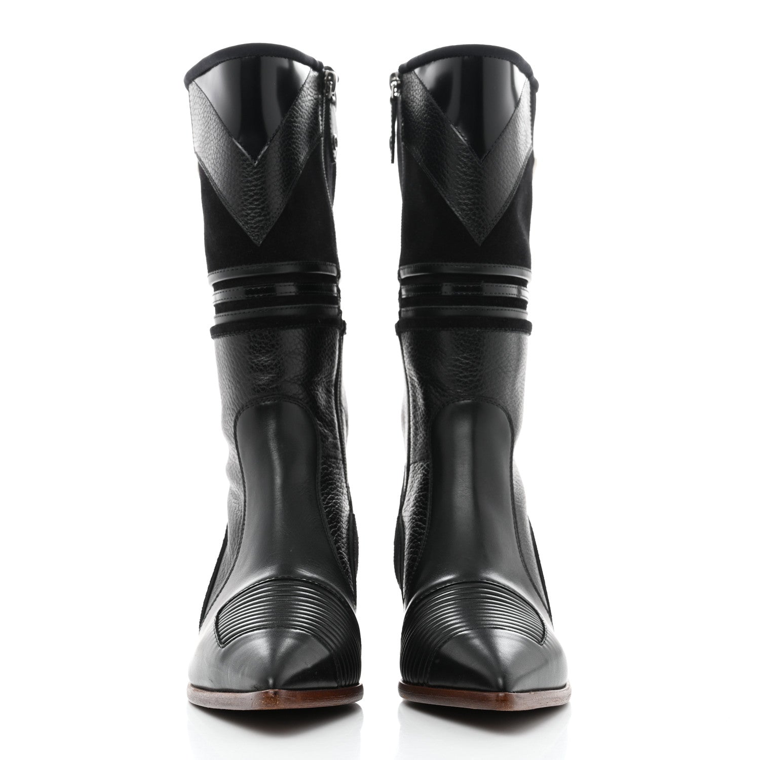 Louis Vuitton Goatskin Suede Flag Cowboy Boots 37 Black 2 of 8
