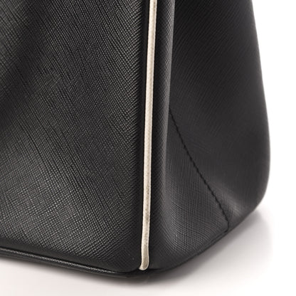 Prada Saffiano Mini Galleria Double Zip Tote Black Talco 10 of 12