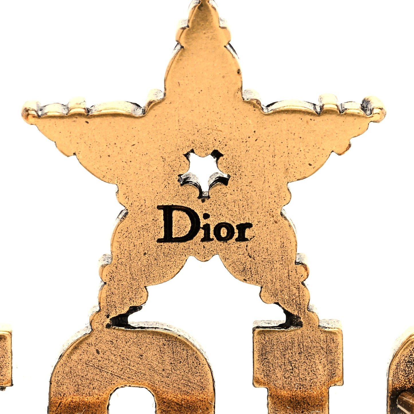 Metal Crystal Dio(r)evolution Logo Brooch Antique Gold