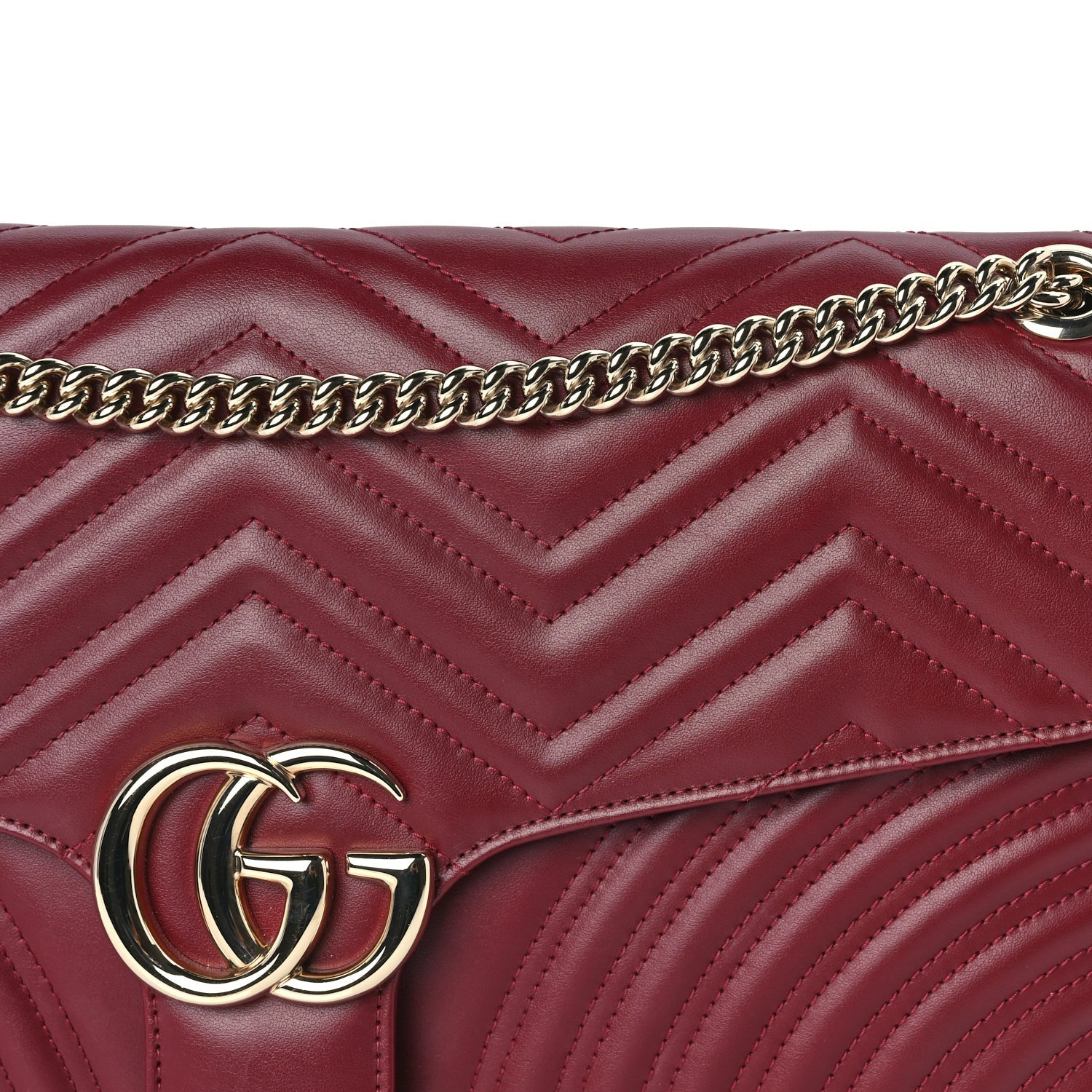 Gucci Calfskin Matelasse Large Horizontal GG Marmont Shoulder Bag  Rosso Ancora 6 of 8