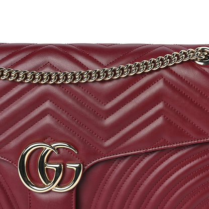 Gucci Calfskin Matelasse Large Horizontal GG Marmont Shoulder Bag  Rosso Ancora 6 of 8