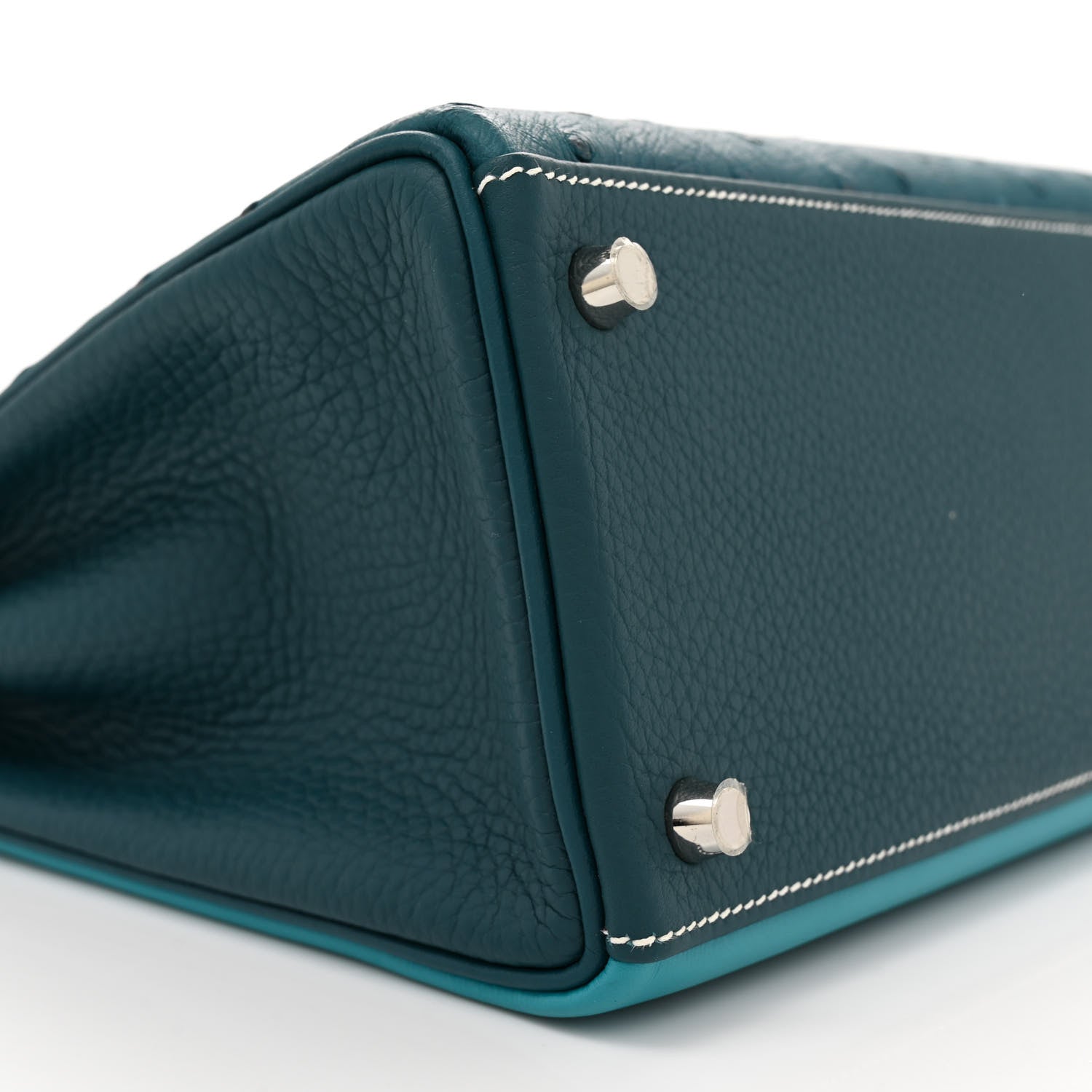 Hermes Ostrich Swift Taurillon Clemence Kelly Retourne 32 Cobalt Turquoise Colvert 9 of 10